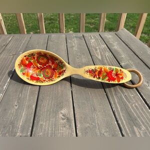 Vintage Khokhloma‎  Russian Wooden Spoon Handpainted Folk Souvenir Art Signed